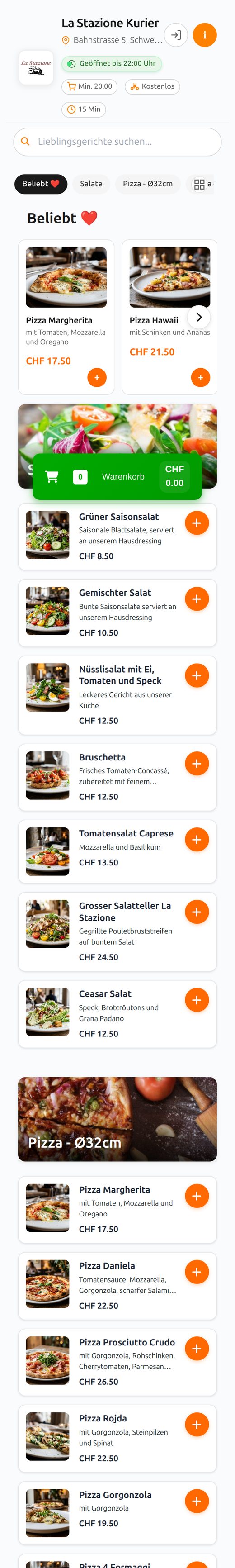 Mobile Bestellung per Smartphone: digitale Speisekarte und Online-Bestellung bei La Stazione Kurier